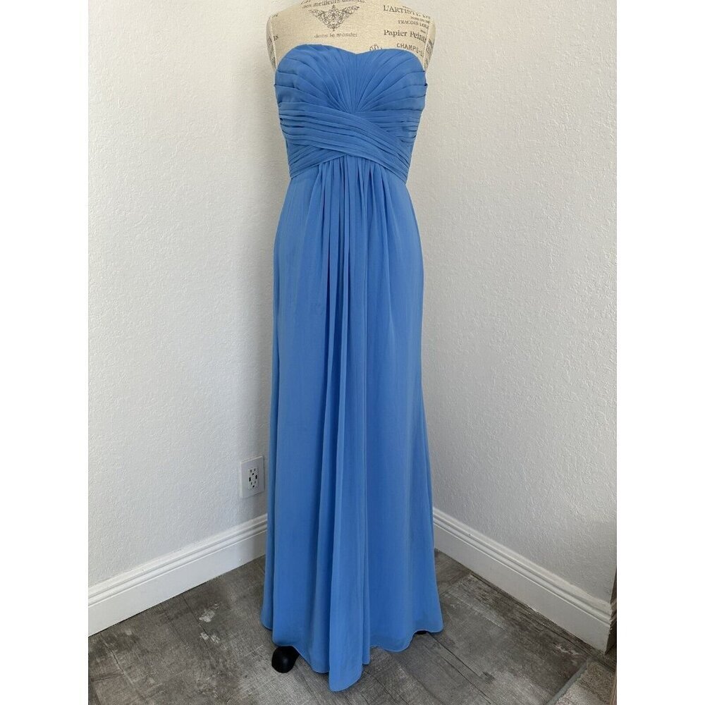 David's‎ Bridal Periwinkle Blue Bridesmaid Sweetheart Neckline Chiffon Dress 8